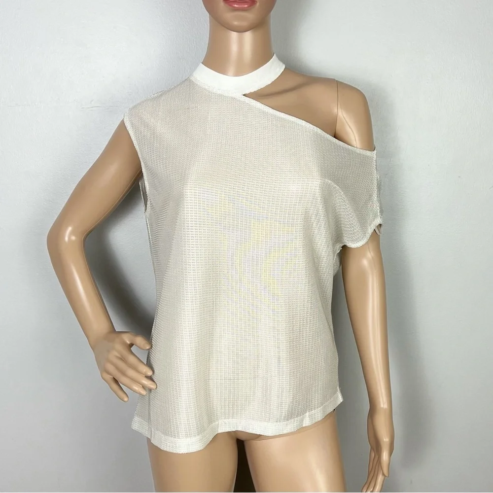 NEW RTA REVOLVE WHITE SHEER MESH T-SHIRT - Picture 2 of 10